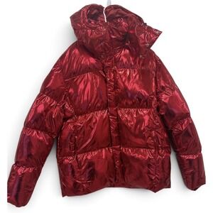 Jordan Craig Men's Hooded Full Zip Puffer Jacket Metallic Red Short XL 91542M